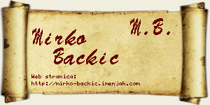 Mirko Backić vizit kartica